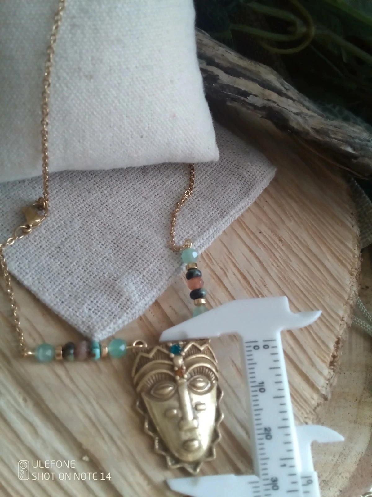 Collier masque Afrique et pierres naturelles semi précieuses – photo 3